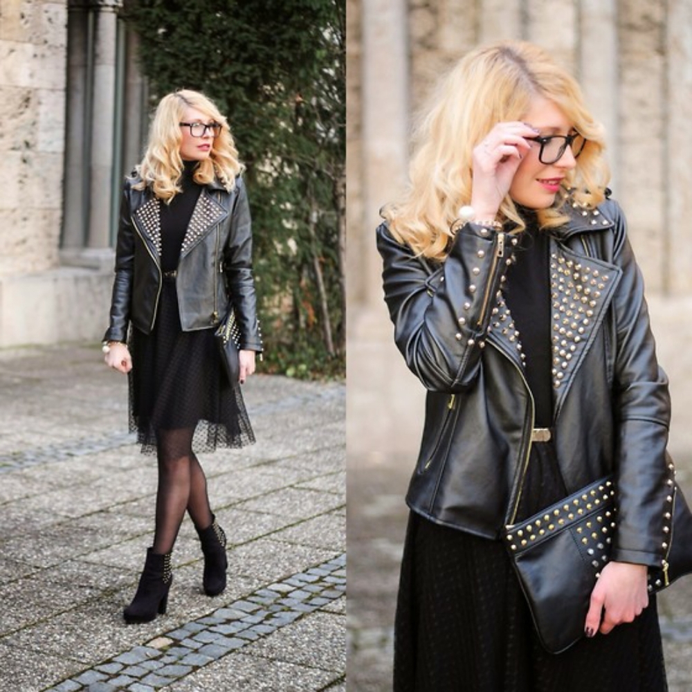 Zara Black Studded Leather Jacket